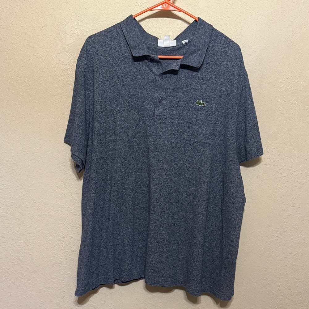 Lacoste Men’s Heathered Dark Blue Polo with Crocodile Logo